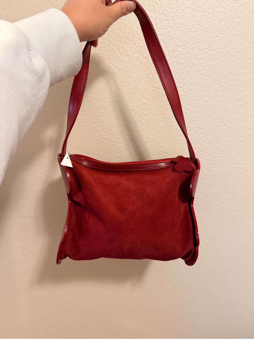 Tous Red Bear-Shaped Mini Suede Shoulder Bag - Picture 7 of 14
